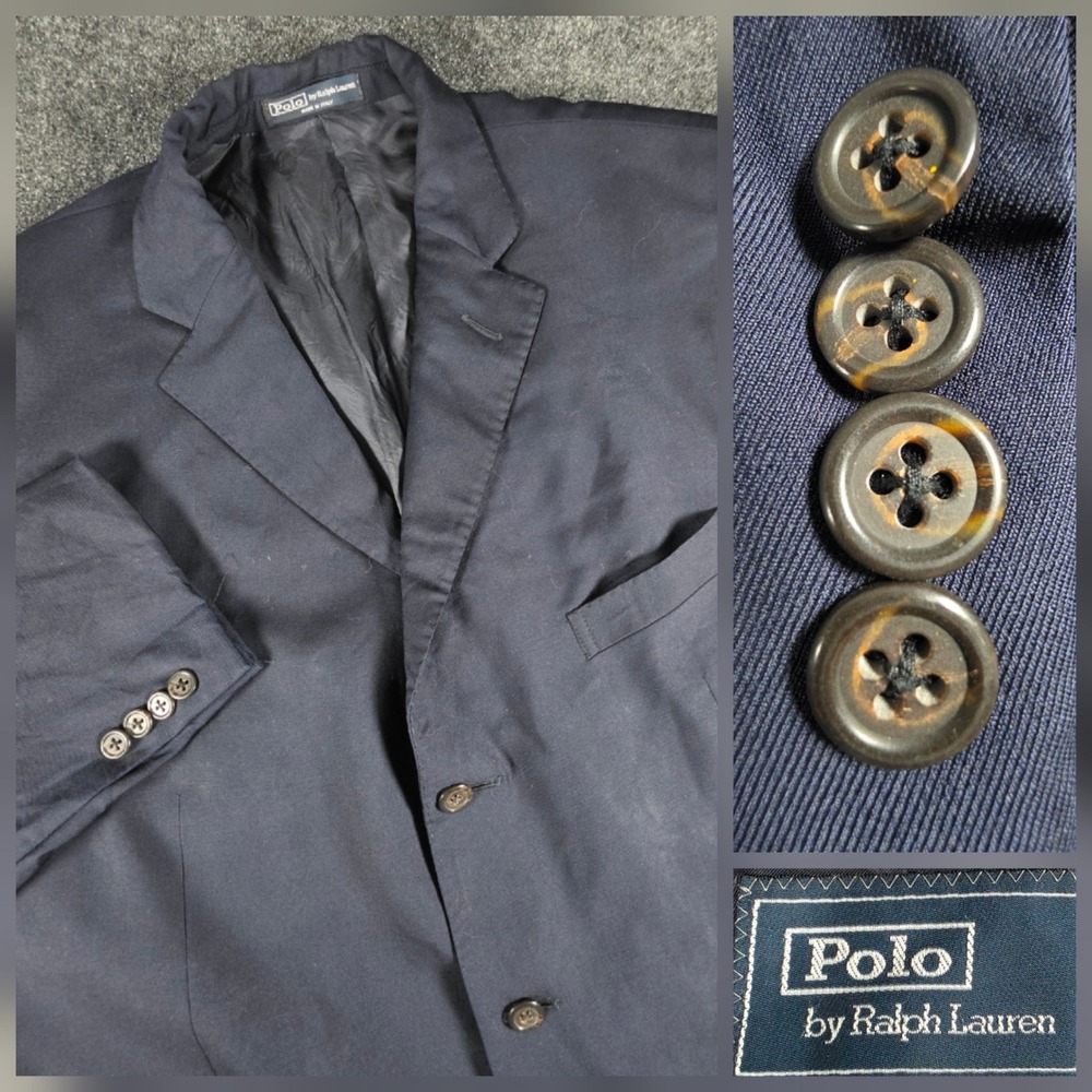 Polo Ralph Lauren Extrafine Virgin Wool Blazer Mens 50L Navy Blue Made In Italy